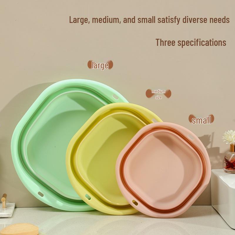 Portable Silicone Collapsible Basin: Foldable Washbasin for Vegetables, Dorm Use, and Foot Soaking.