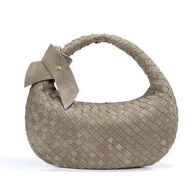 Large-capacity Woven Single-shoulder Dumpling Bag for Autumn and Winter, Versatile Croaker Bag, Frosted Underarm Bag