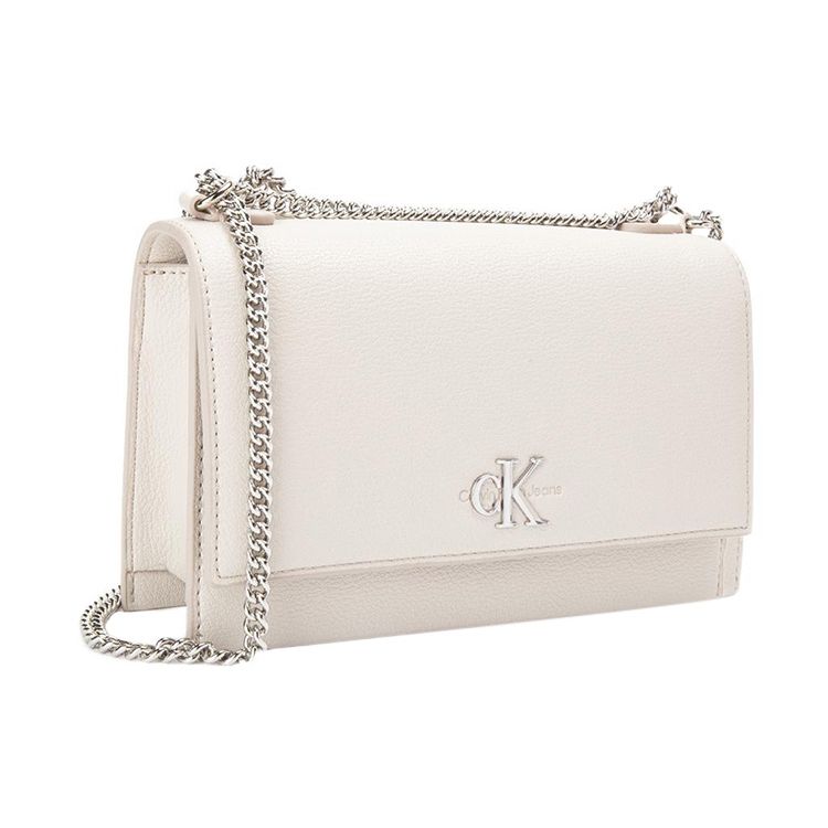 Calvin Klein Minimalist Metal Buckle Chain Flap Litchi Texture Underarm Bag Shoulder Bag Crossbody Bag Women Bags Off-white DH2806-111