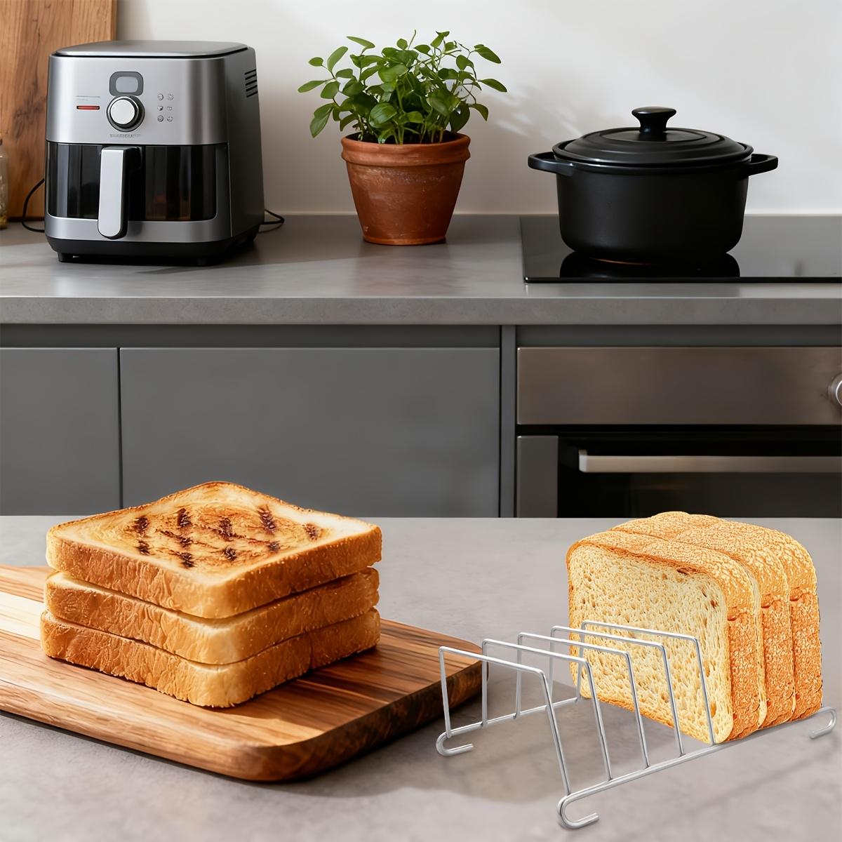 

1pc stainless steel air fryer toast rack, multi-slot cooling & serving rack for bread and baked goods, ideal for home & restaurant use