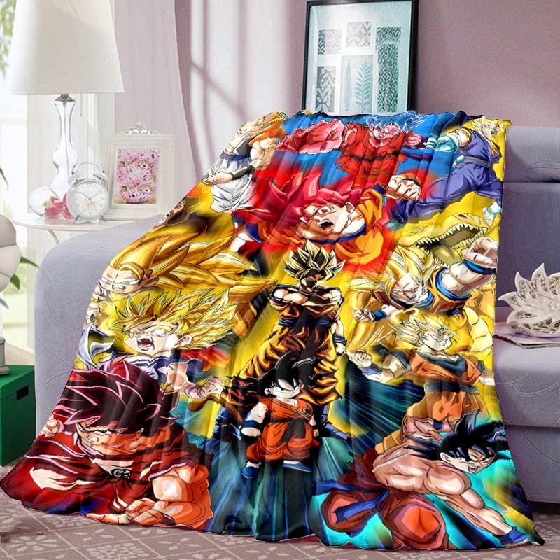 Dragon Ball Anime Print Blanket Warm Comfortable Flannel Blanket for Bedrooms, Sofas, Beds, Chairs, Picnics, Travel-LXR12