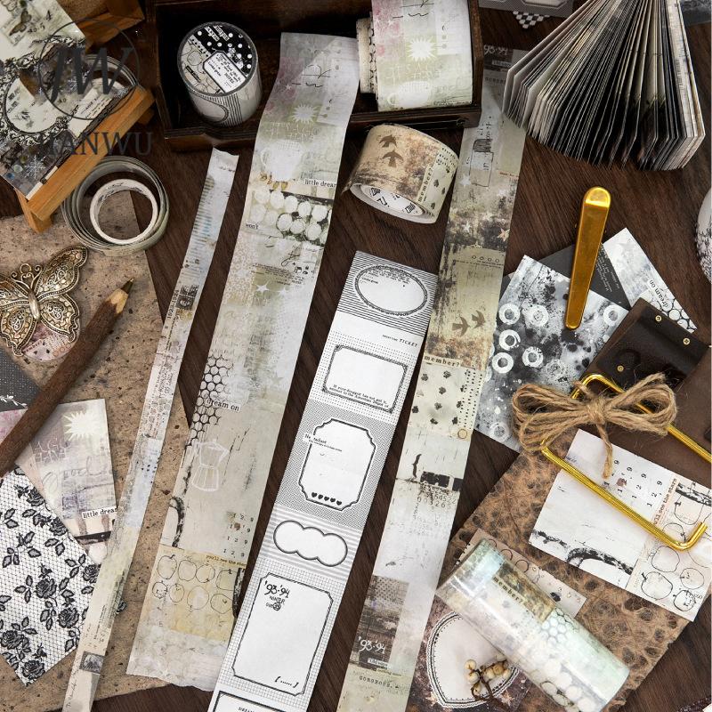 JIANWU Crossing The River Series Vintage Lace Border Landscape Collage Scrapbook Material Paper Creative Junk Journal Stationery