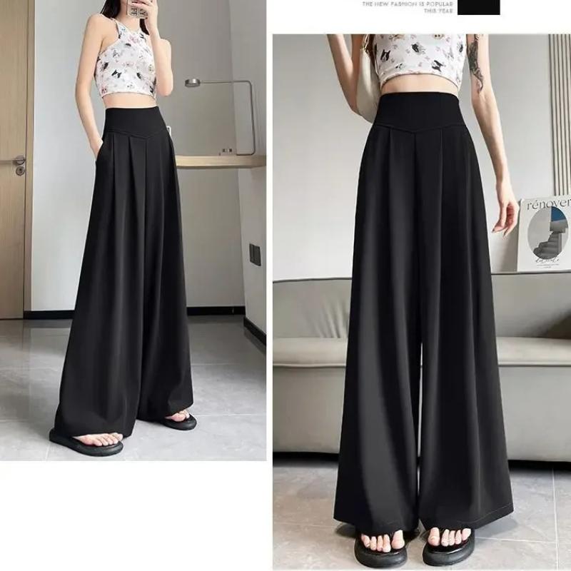 High Waist Wide Leg Straight Cut Casual Loose Long Pants Women's Suit Pants Spring Summer New Arrival Floor Length Trousers