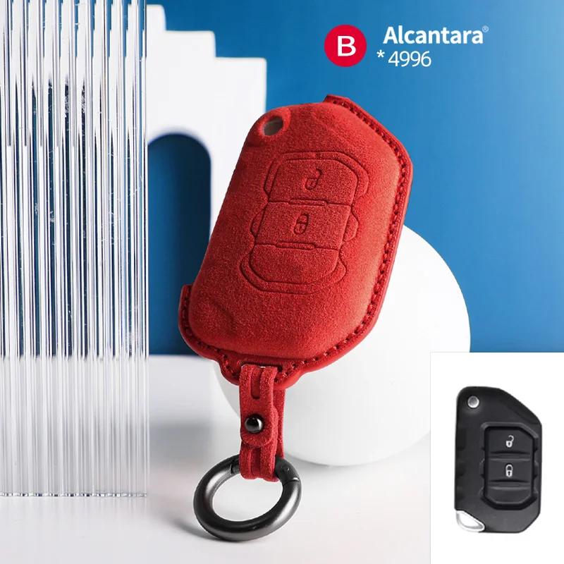 Interior Mouldings Car Remote Key Case Cover Shell For Jeep Wrangler JL JK JLU XD Gladiator JT Protector Suede Alcantara Accesso