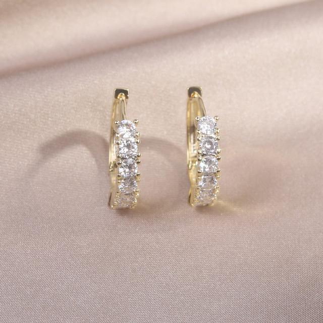 

Корейский дизайн модные ювелирные изделия 14 карат настоящее золотое покрытие AAA циркон простые круглые серьги милые девушки женские повседневные аксессуары белый