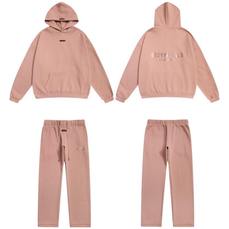 Essentials Wide Leg Sweatpants In Dusty Pink Cotton Blend Loose Fit Casual Pants Men Women