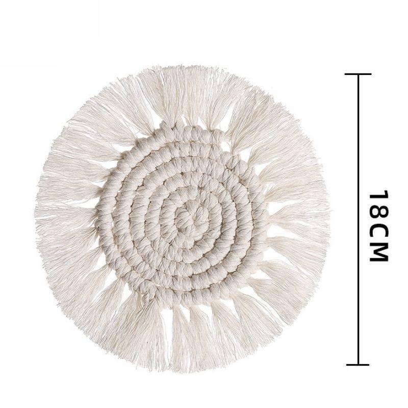 Handmade Macrame Coasters,Cotton Braid Cup Cushion Bohemia Style Non-slip Cup Mat Linen Mats Insulation Coffee Pad Placemat