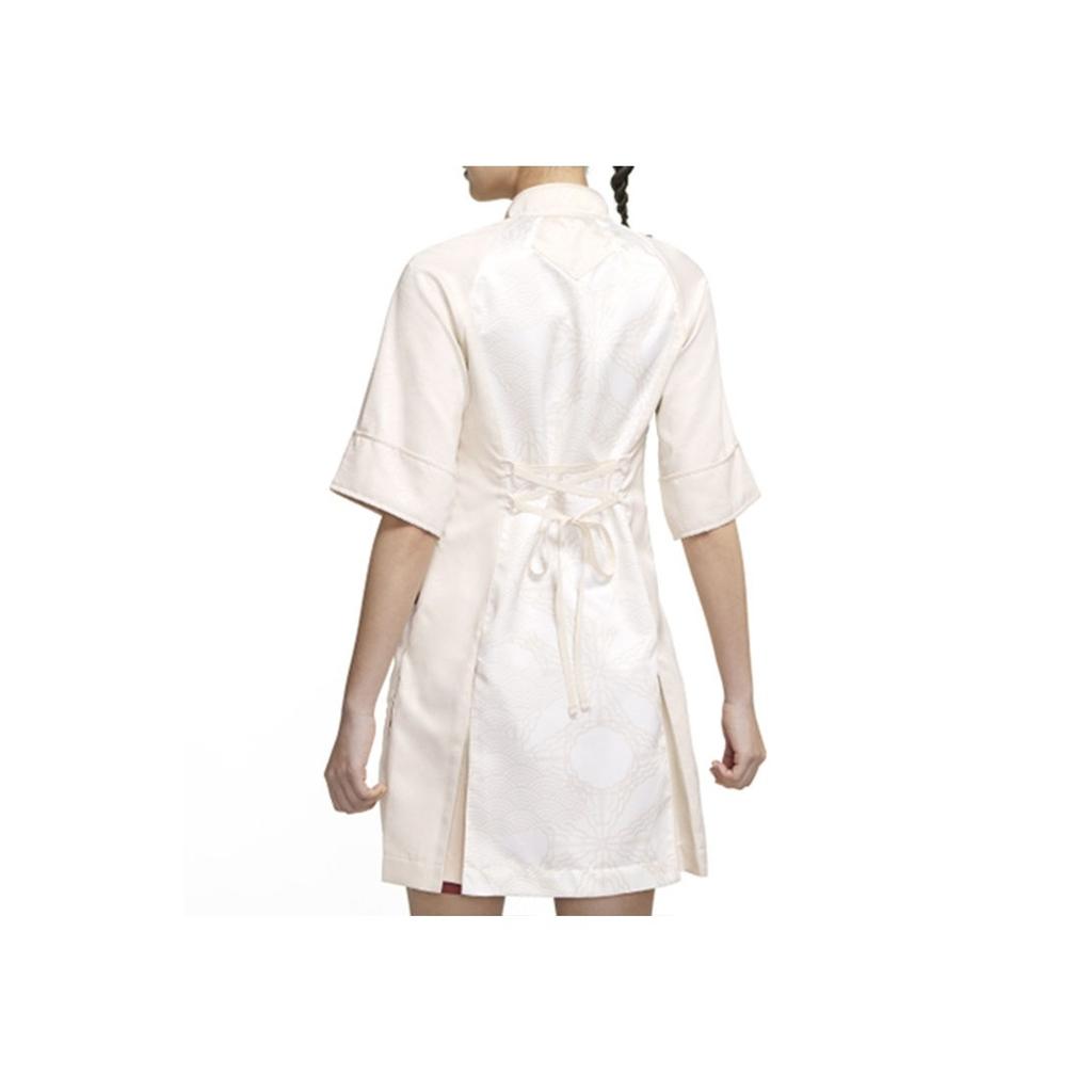 Jordan Vestido feminino casual esportivo com estampa de bloco de cores e cintura ajustável, manga curta, branco e rosa, CV3466-219