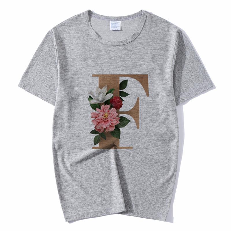 Summer A To Z 26 Alphabet Print Tshirt Cartoon Tees Women Streetwear Funny Casual T