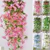 Artificial Flower Rattan Fake Plant Vine Decoration Wall Hanging Roses Flowers For Home Wed Party Interior Outdoor Decoration