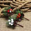 10PCS Artificial Flower Red Christmas Berry Pine Cone Holly Branches New Year Home Decoration for Home Floral Decor Crafts