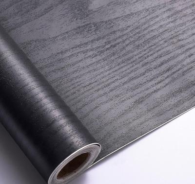 Schwarzes Holz Kontaktpapier Selbstklebende Tapete zum Abziehen und Aufkleben,Dekorative Vinylfolie für Arbeitsplatte Schränke,Leicht zu reinigen