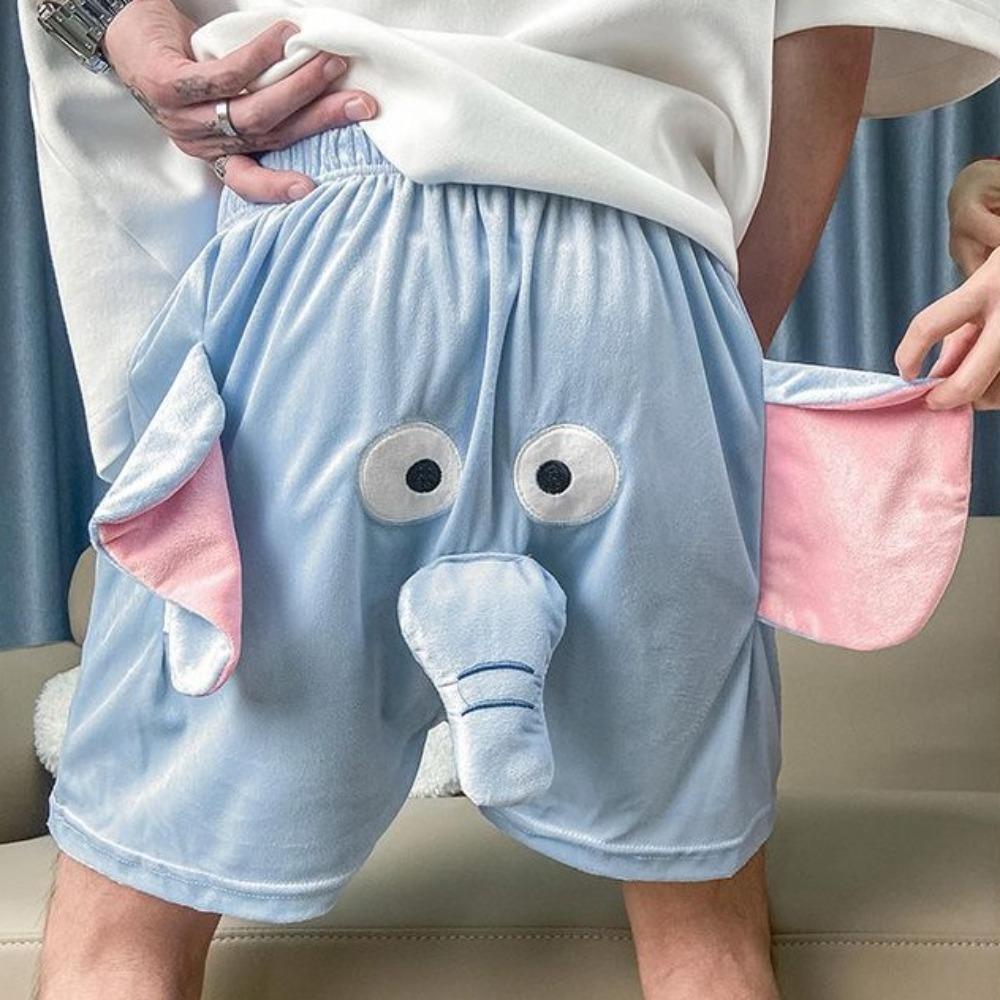 Loose Velvet Elephant Shorts Nose Trunk Trousers Novelty Funny Plush Sleepwear  Unisex