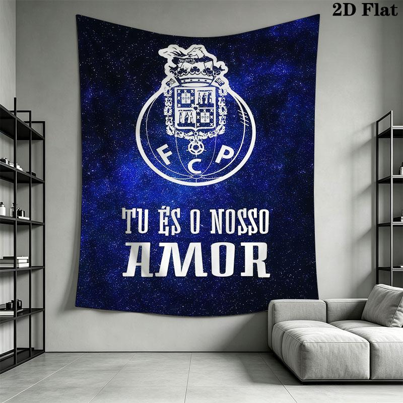 FC Porto Logo Wandbehang Bedruckte Stoffdecke Dekorative Wandteppiche für Schlafzimmer Wohnzimmer Heimdekoration