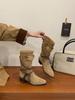 Retro thick heel brown suede medium tube stacking boots women's 2025 new thin boots spring and autumn single boots western short boots