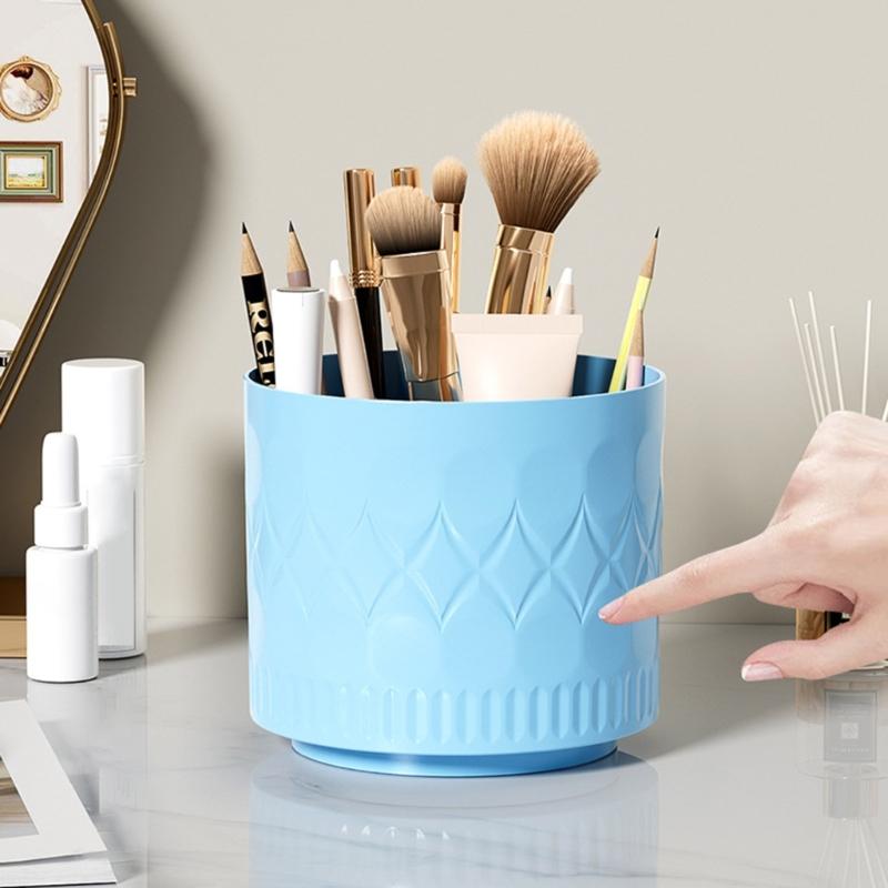 Drillless Cosmetic Brush Holder 360 Degree Rotating Spacious Makeup Organizers Cups For Desk Bathroom Countertop