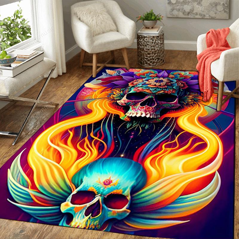 Artistic Skull Rug Floor Mat for Living Room or Bedroom Soft and Comfortable Carpet a Gift for Birthday and Holiday.MFF0918596