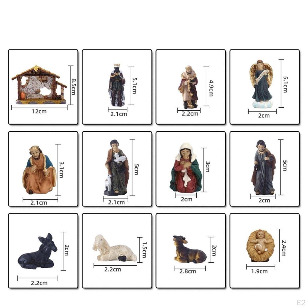 12x Christmas Nativity Figurines Decorations Ornament Miniature Resin Collectable Holy