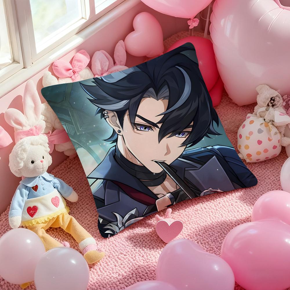 Anime Wriothesley Cushion Cover Pattern Printed Pillowcase for Living Room Sofa Cushion Cover & Bedroom Decor