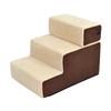 Pet Stairs Dog Stairs Cat Stairs 3 Steps for Cats and Dogs Plush Beige 54 x 40 x 39cm