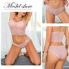 Einfarbige Damenunterwäsche aus Baumwolle mit Spitzenkanten und mittlerer Taille, dreieckige Hose, sexy Slips, Damenhöschen
