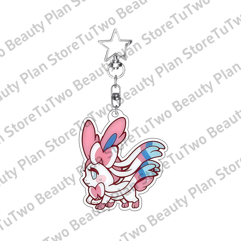 Cartoon Cute Anime Eevee Acrylic Keychain Leafeon Vaporeon Flareon Espeon Sylveon Jolteon Glaceon Bag Pendant Key Ring Gifts Toy