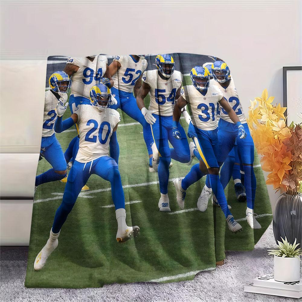 LA Rams Printed Flannel Blanket, Soft Throw for Bedroom Sofa, Washable, Fan Merchandise, Great Gift.