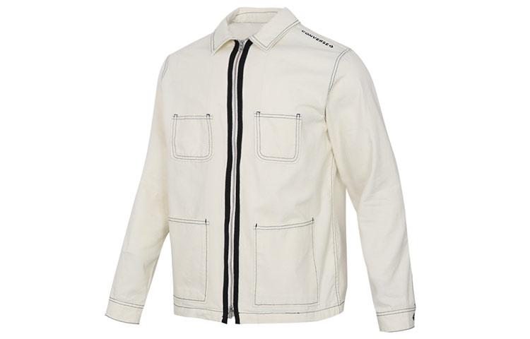 Converse Denim Jackets Unisex Milk White Lapel Moderate Straight Fit 10020896-A04 M
