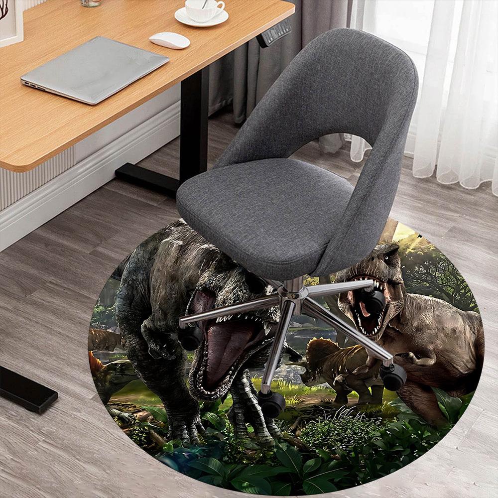 1pc Tyrannosaurus Rex Round Chair Mat Area Rug - Non-Slip, Floor Mat for Office, Bedroom, and Indoor Decor C1125336