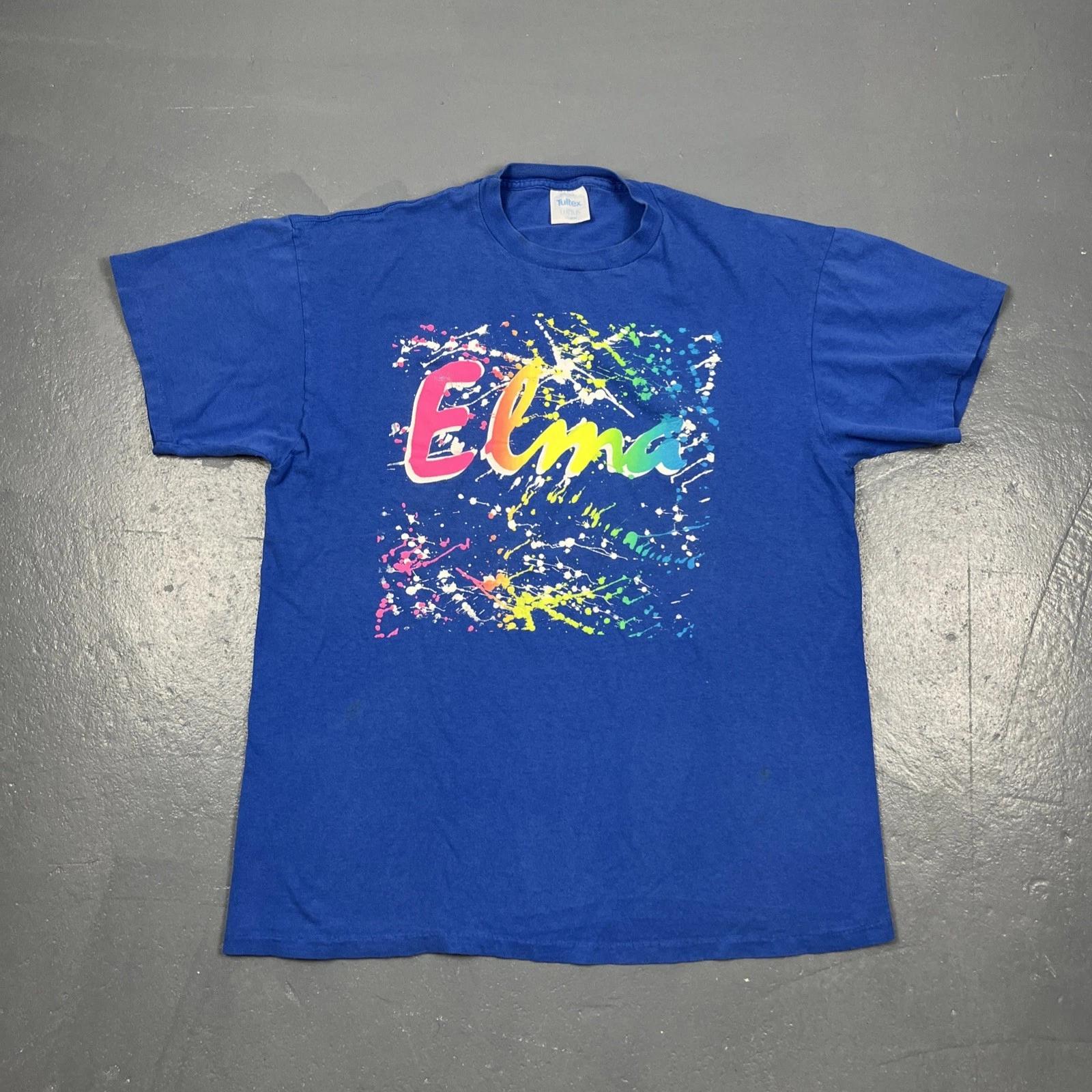 

Vintage 90s Elma New York Single Stitch Graphic Tshirt Blue XL Unisex Casual VTG 3XL