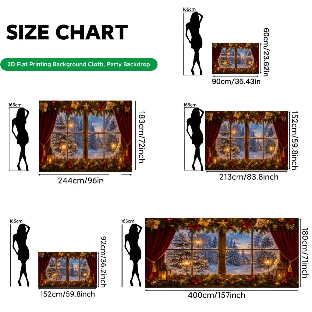 1Pcs Winter Window Snow View Landscape Decoration Background Winter Backdrop Decorations For Photo Studio Photo Booth Party