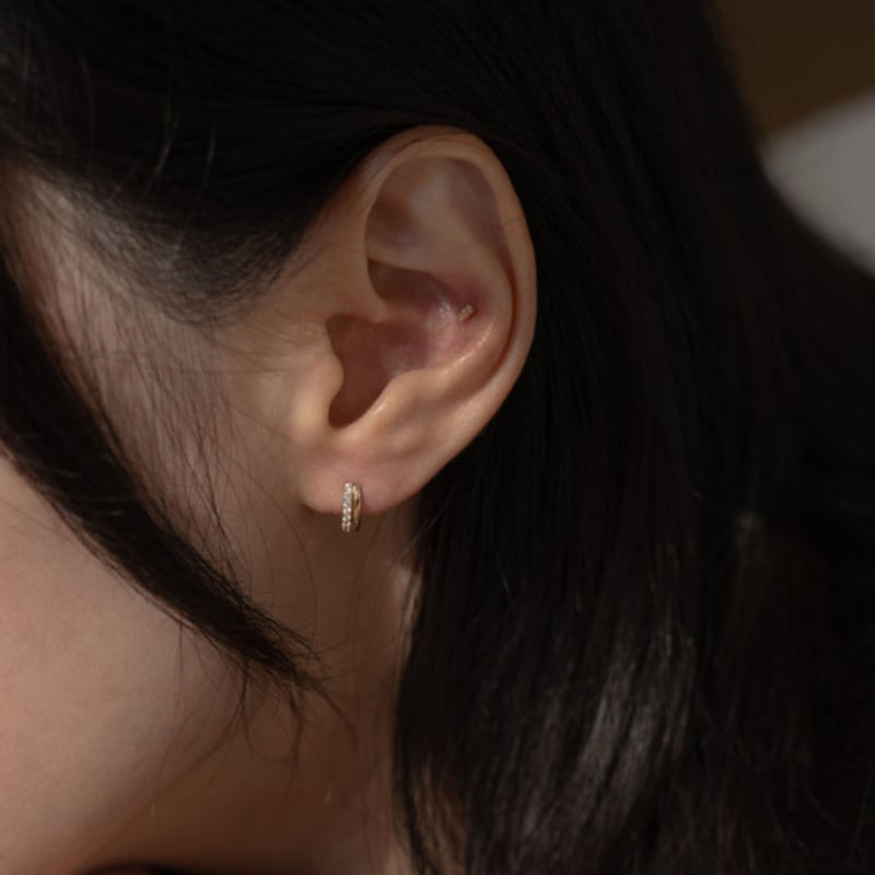 youngglow 14k cubic string one touch earring