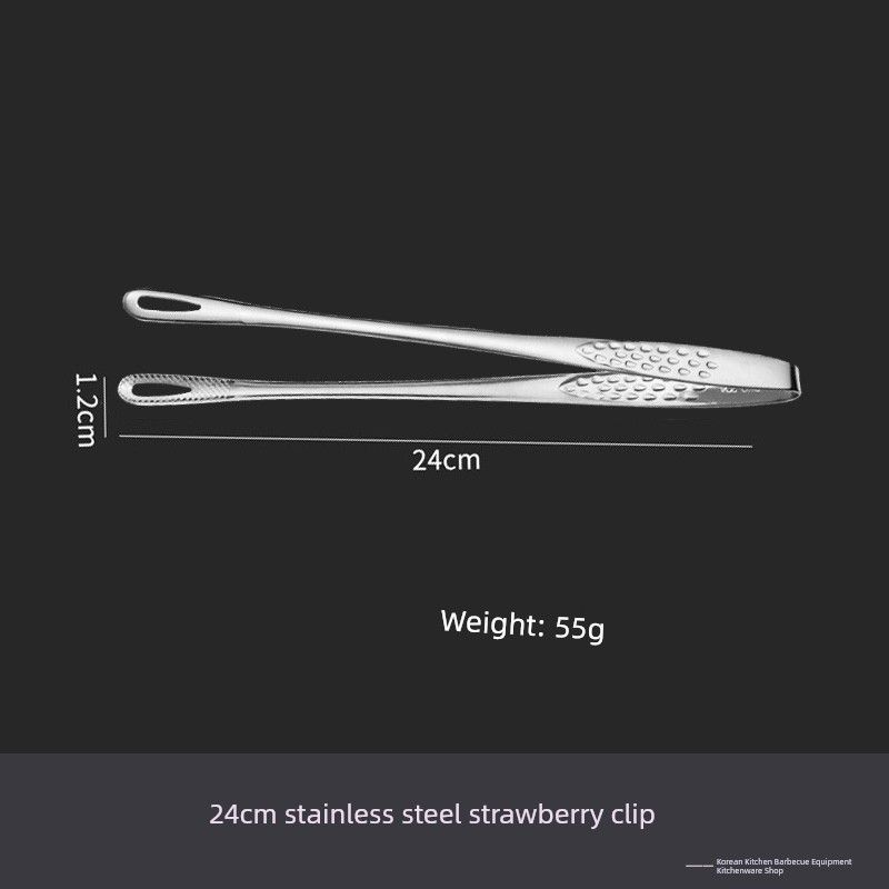 

Korean Style Barbecue Clip 304 Stainless Steel Clip BBQ Clamp Roast Meat Shop Long Strawberry Clamp Barbecue Special Anti-Scalding Clip 24cm Stainless Steel Strawberry Clip