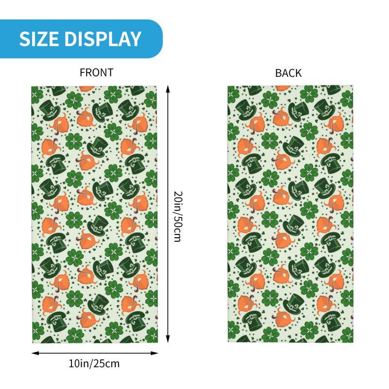 Green Clover Shamrocks St.Patrick's Day Bandana Neck Cover Wrap Ride Motorcycle Mask Scarf Unisex Warm Headwear Tube Balaclava