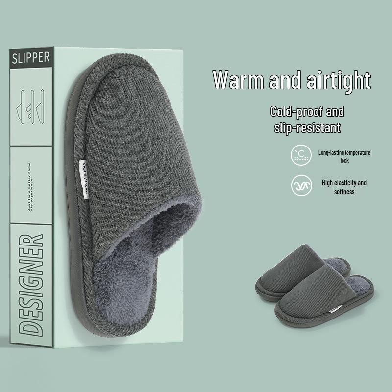 2024 Thick-Soled Plush Cotton Slippers: Non-Slip Warm Indoor Footwear for Men & Women