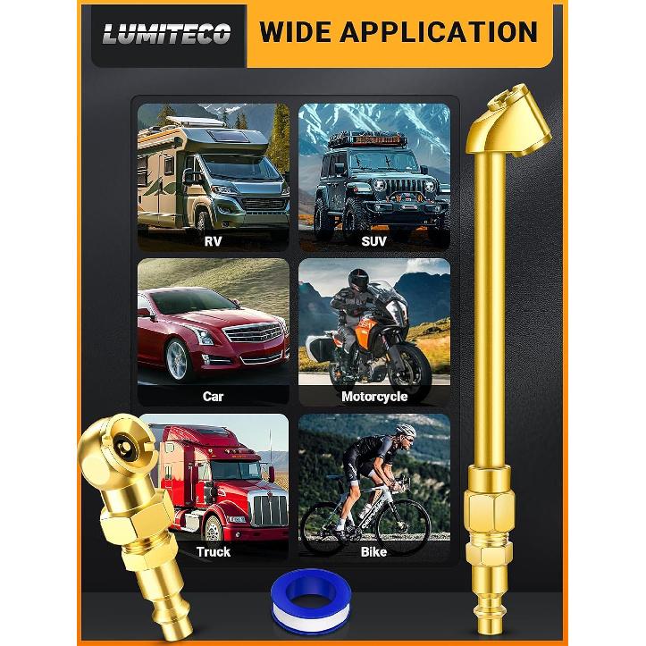 2 Pack Heavy Duty Air Chuck Set-1/4 Inch Female NPT Closed Ball Tire Chuck, Dual Head Air Chuck And Standard Male Quick Plug, Tire Air Fill Kit For