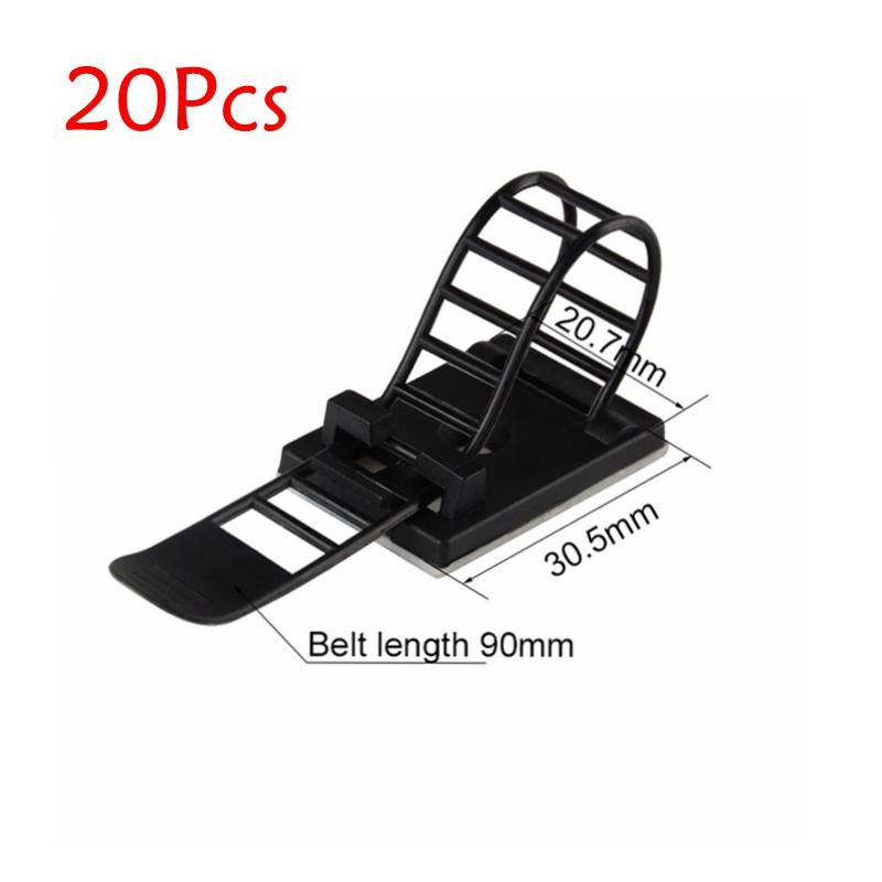 10/20 st buntbandsfäste Justerbara klämmor Självhäftande rem Fixhållare Plast Nätverkskabel Nätsladd Bil Organizer Clamp