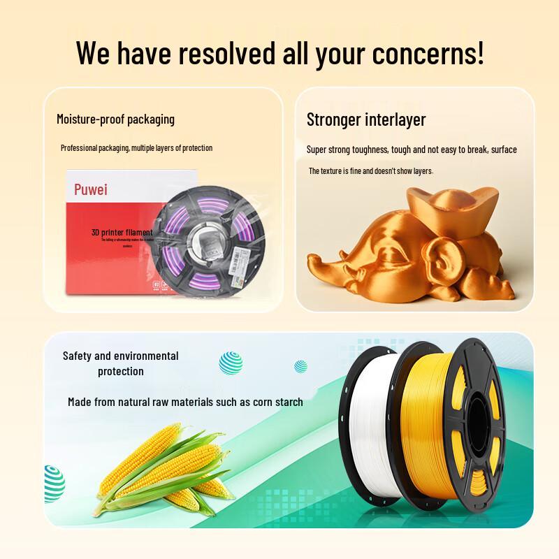 Puwei Silk PLA 3D Printer Filament CN plug (adapter included)