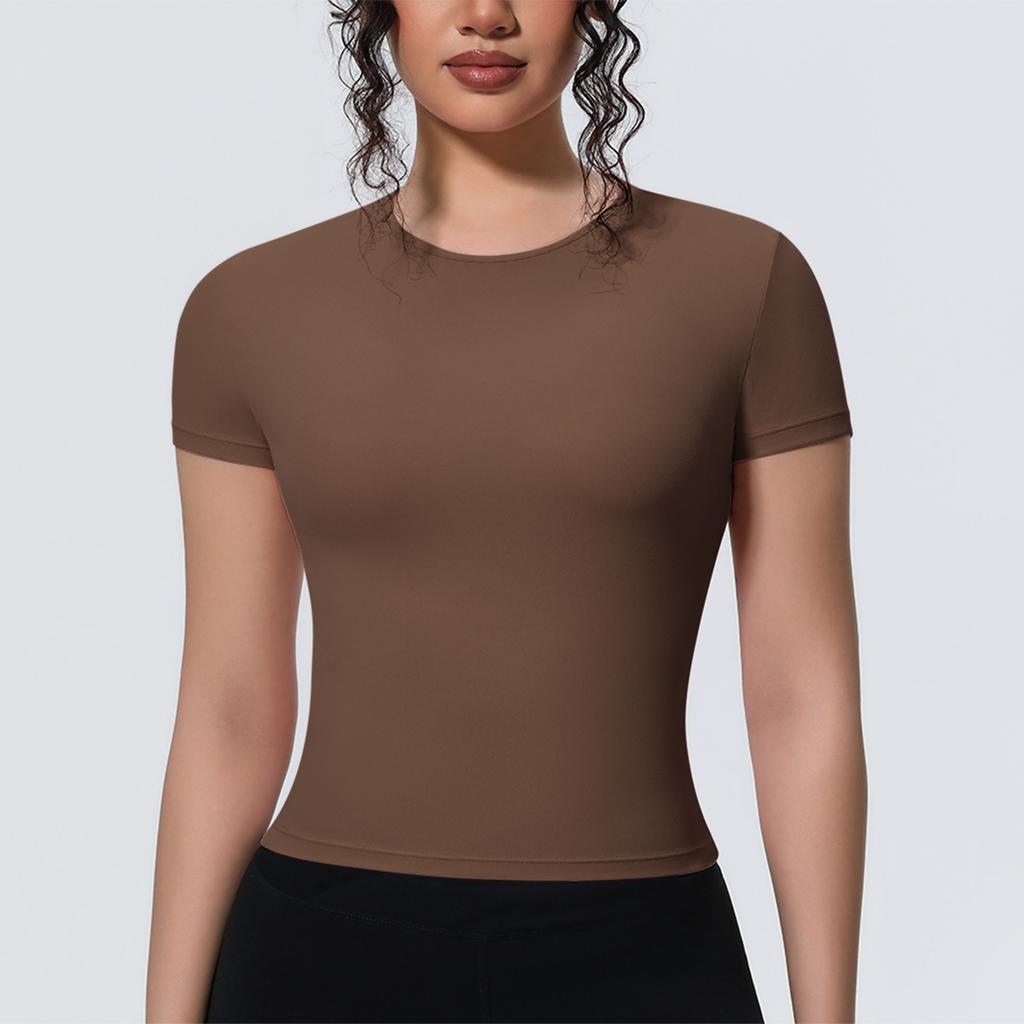 New-style Sports-inspired, Figure-hugging, Short-sleeved, Breathable Yoga T-shirt for Running, Training and Fitness – Women’s Top