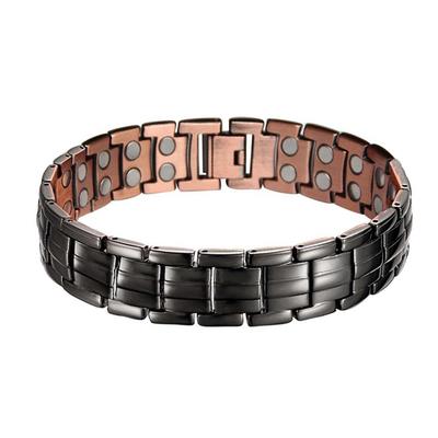Bracelet magnétique Double rangée en Bronze noir et cuivre rouge, Bracelet de thérapie magnétique pour femmes