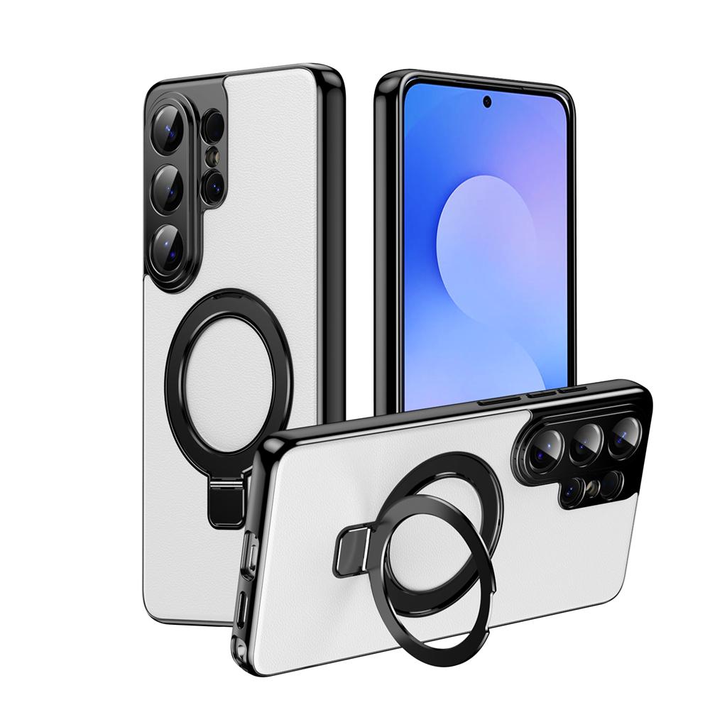 Business Leather Camera Protect Magnetic Case for Samsung S26 Ultra S26 Plus for Bracket Stand Holder Skin Feeling Cover