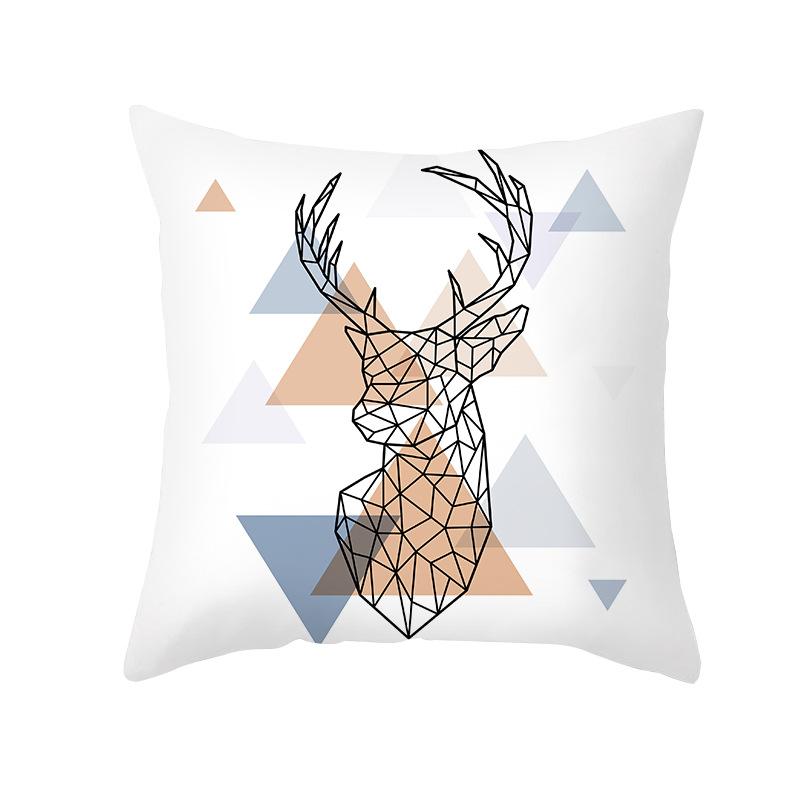 Nordic Christmas Pillow Cover Simple Printed Lines Elk Series Sofa Office Pillow Cushion Cover