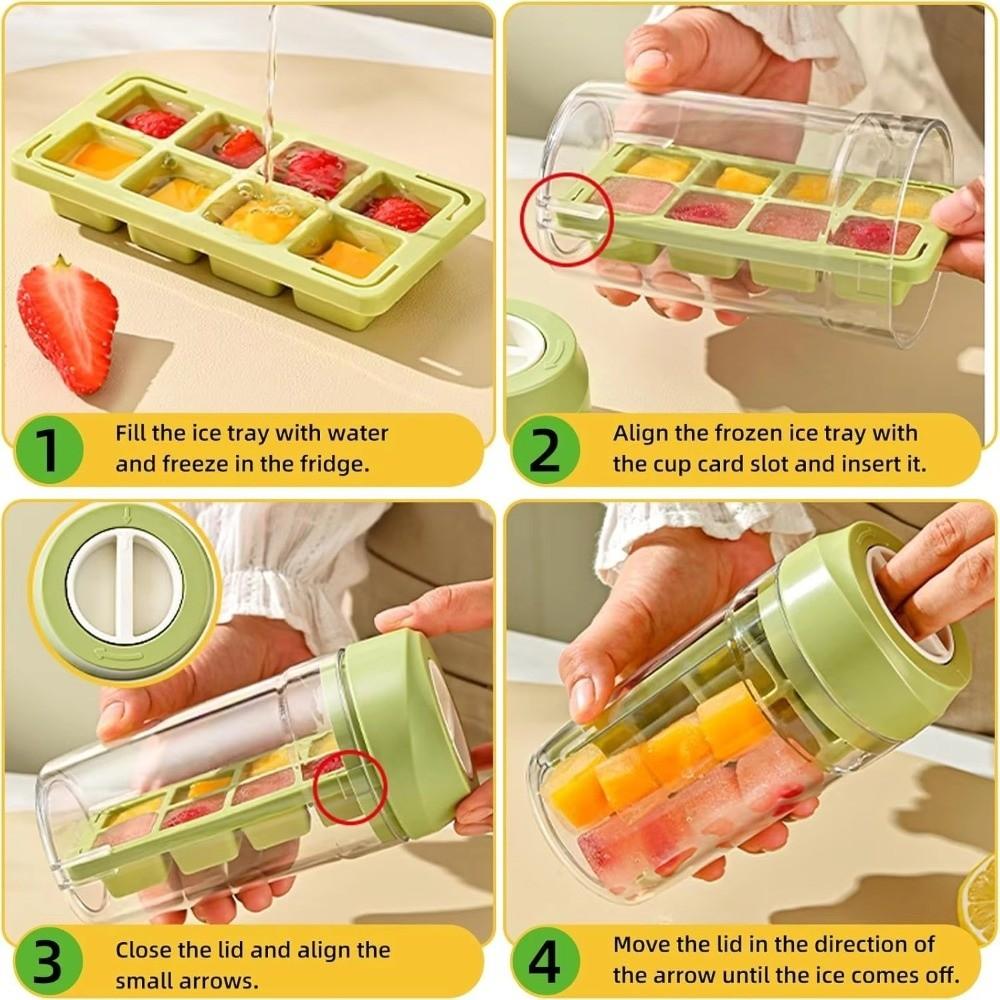 Twist Release Ice Cube Mold 8 Grids Portable Ice Maker Simple Ice Making Cup For Summer