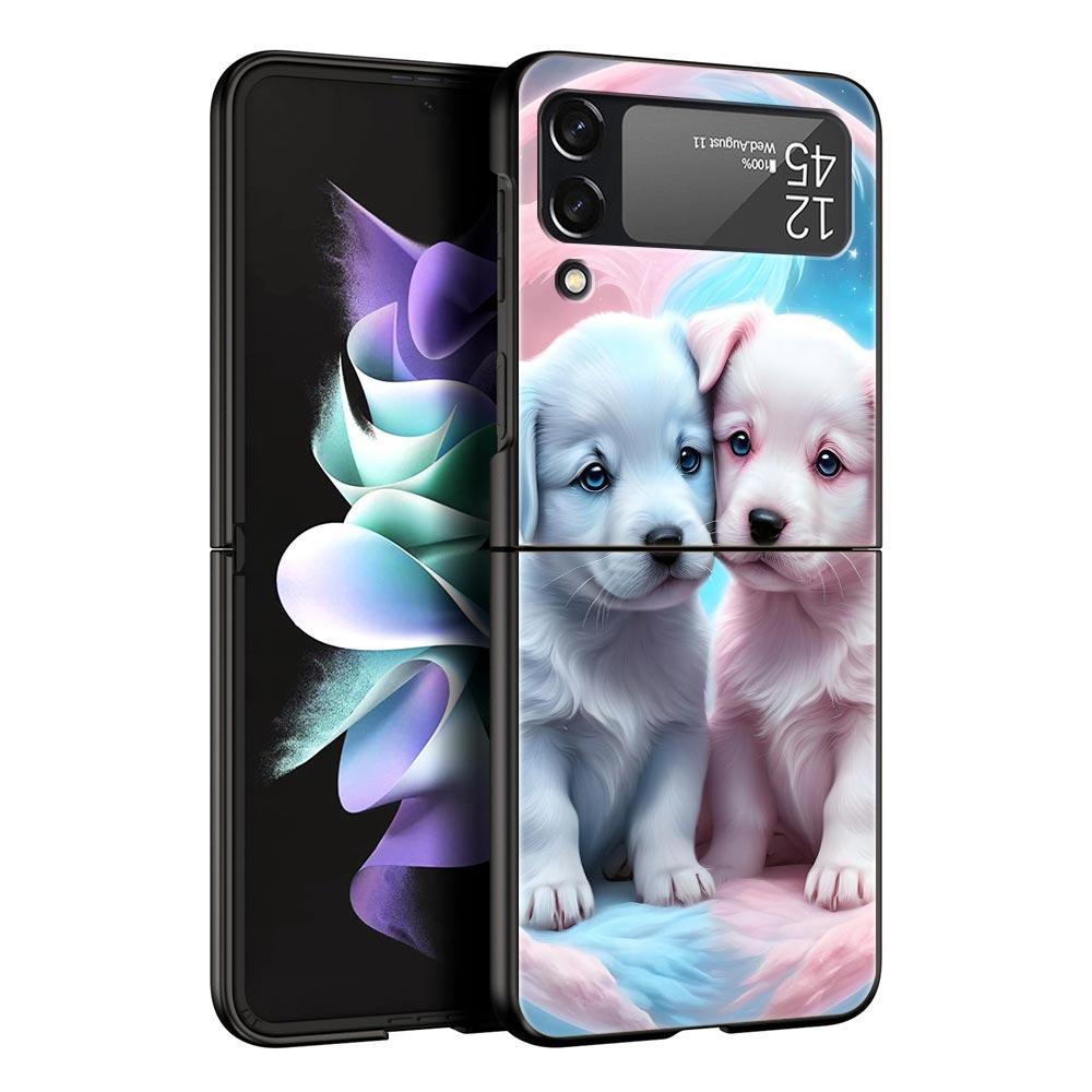 

Cute Little Dog Hard PC Phone Case For Samsung Galaxy Z Flip 7 6 5 4 Black Cover For Galaxy Z Flip 3 Foldable Shell Fundas Capas Z Flip 5