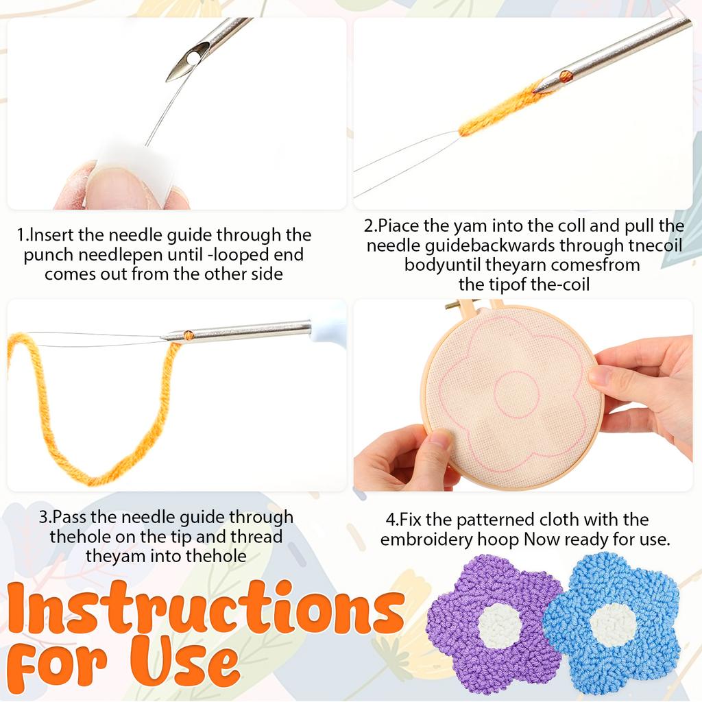 6 Pcs Punch Needle Cup Mat Kit DIY Punch Needle Embroidery Kit Multi-purpose Craft Punches Needles Cups Pad Set for Beginners