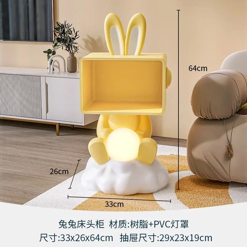 Home Decor Children's Room Rabbit Statues Bedside Table Bedroom Small Storage Side Table Creative Modern Simple Storage Cabinet