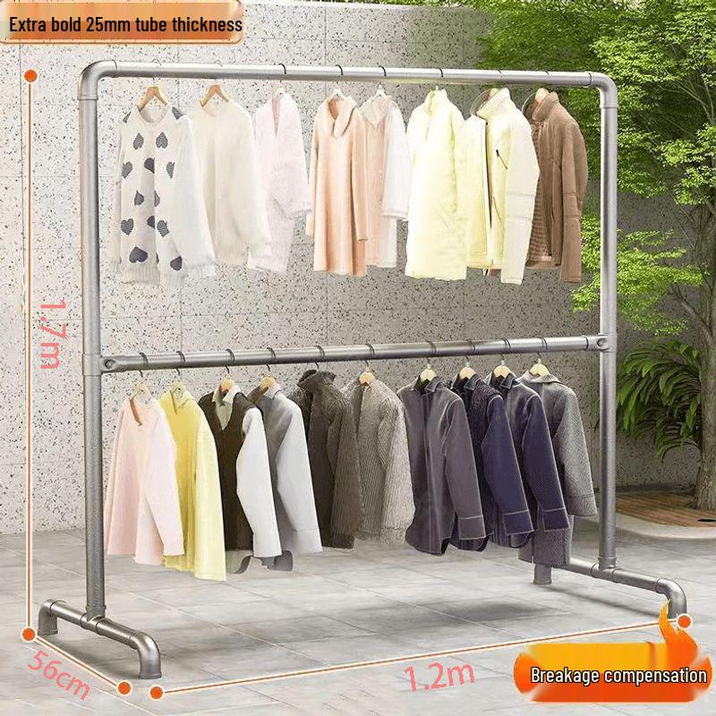 Floor-Standing Galvanized Steel Clothes Drying Rack for Balcony & Bedroom