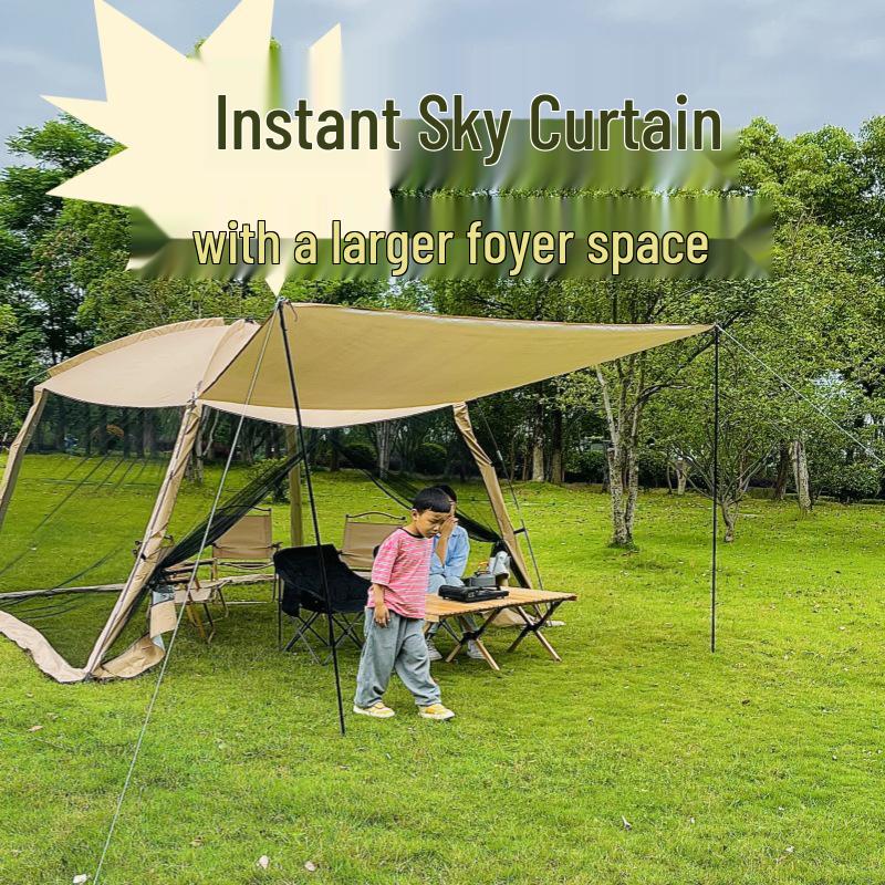 Extra Large Outdoor Pergola Awning with Mesh Canopy and Mosquito Net