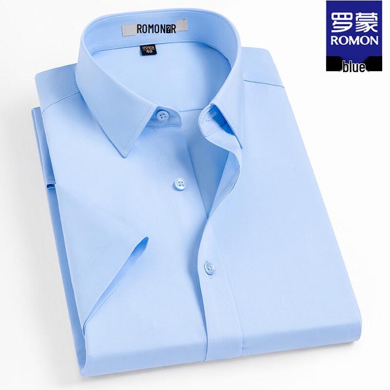 ROMON Men's Summer Business Casual Non-Iron Short Sleeve Shirt