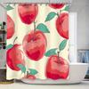 Handmade Printed Shower Curtain with Apple Design Perfect for Kitchen or Bathroom Decorations Red Apples Pattern On White Fabric